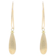 Milor Teardrop Dangle Earrings - Yellow Gold 18k Italy Brushed Pierced