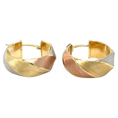 Milor Tri-Gold Hoop Earrings in 14K Gold