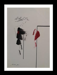Milos Grass  Femme original color ink contemporary painting