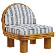 Milos Outdoor Armchair in Iroko Wood with Sculptural Ribbed Legs