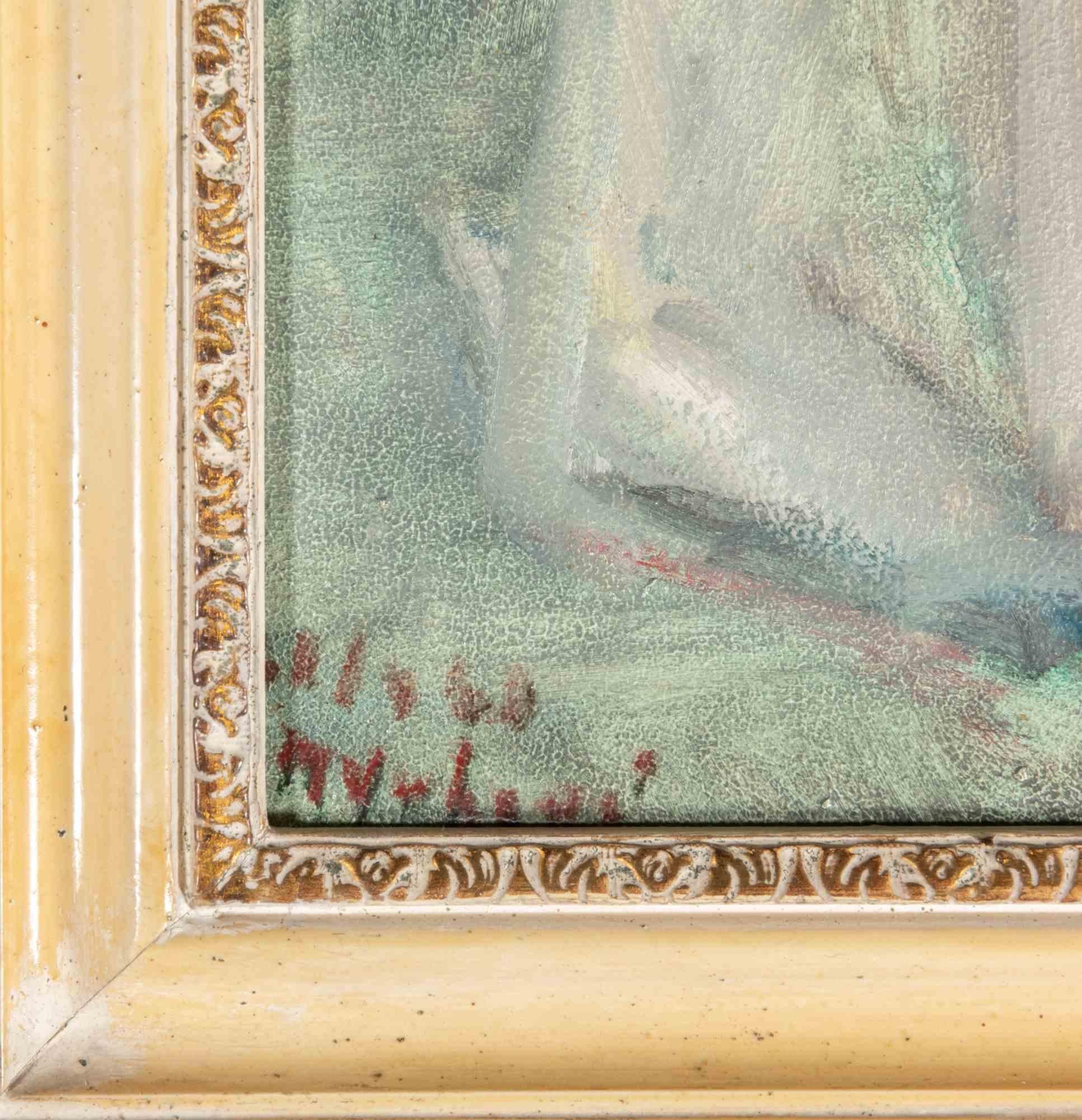 Juliet en prière, peinture à l'huile de Miloslava Vrbova, milieu du 20e siècle - Moderne Painting par Miloslava Vrbova-Štefková 