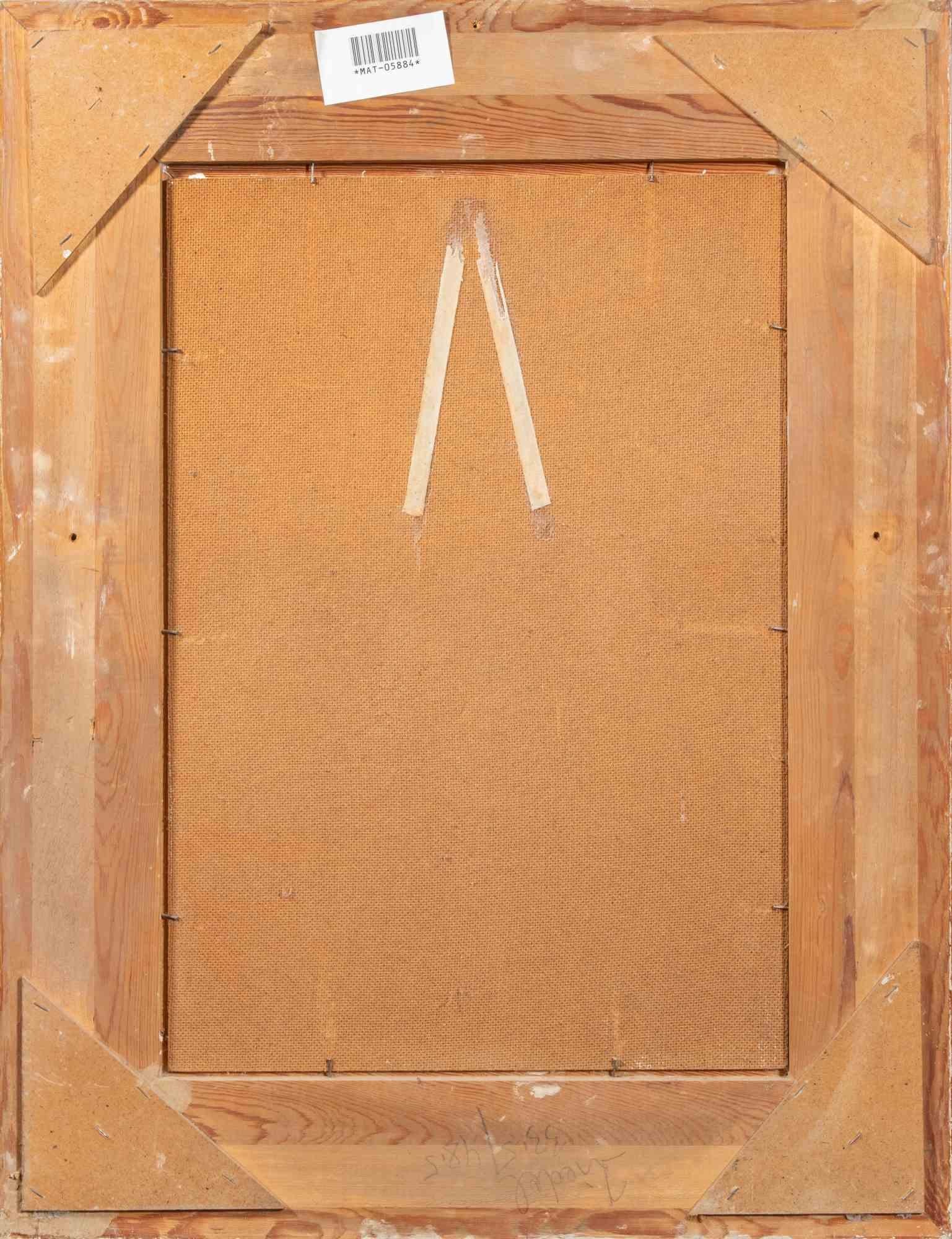Juliet en prière, peinture à l'huile de Miloslava Vrbova, milieu du 20e siècle - Beige Landscape Painting par Miloslava Vrbova-Štefková 