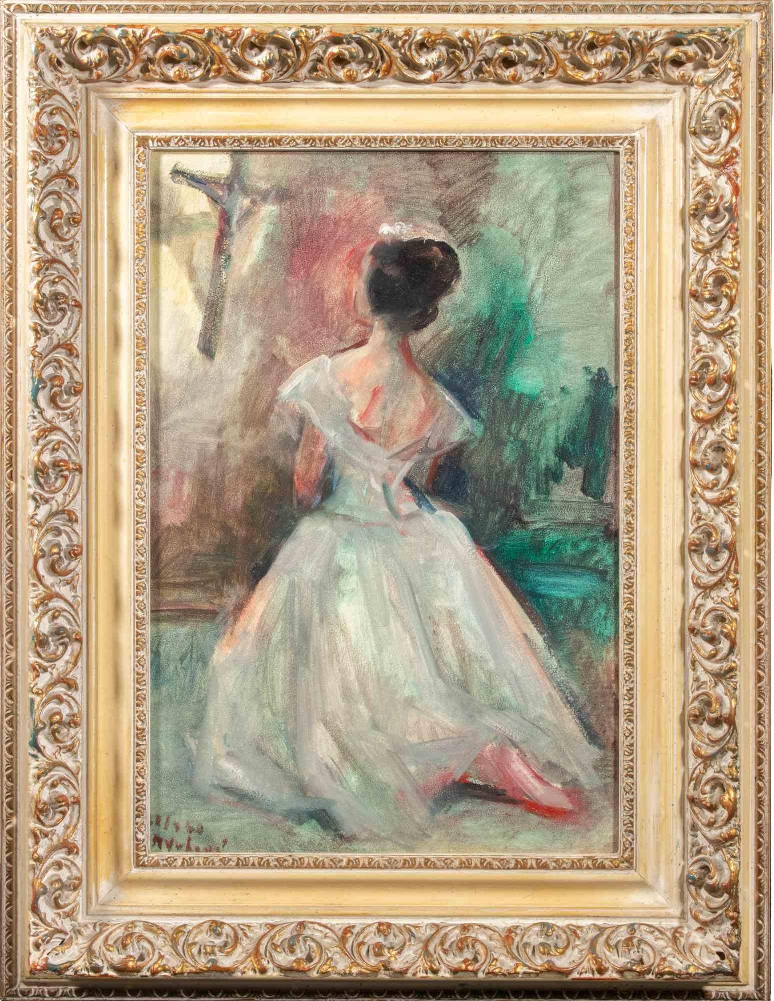 Giulietta in preghiera - Dipinto a olio di Miloslava Vrbova - metà del XX secolo