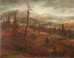 Landscape - Bohemian Forest - Oil Paint by Miloslava Vrbova - Mid-20th Century