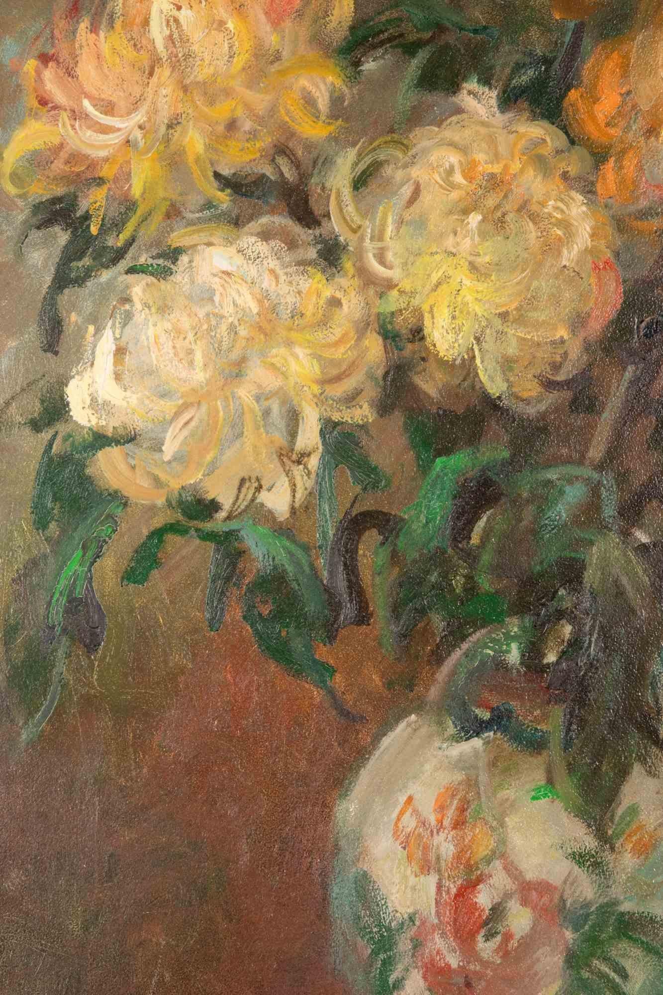 Naturaleza muerta - Pintura al óleo de Miloslava Vrbova - Mediados del siglo XX - Painting Moderno de Miloslava Vrbova-Štefková 