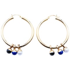 Milros Tri-Tone Interchangeable Hoop Earrings with Charms 14 Karat Tri-Tone Gold