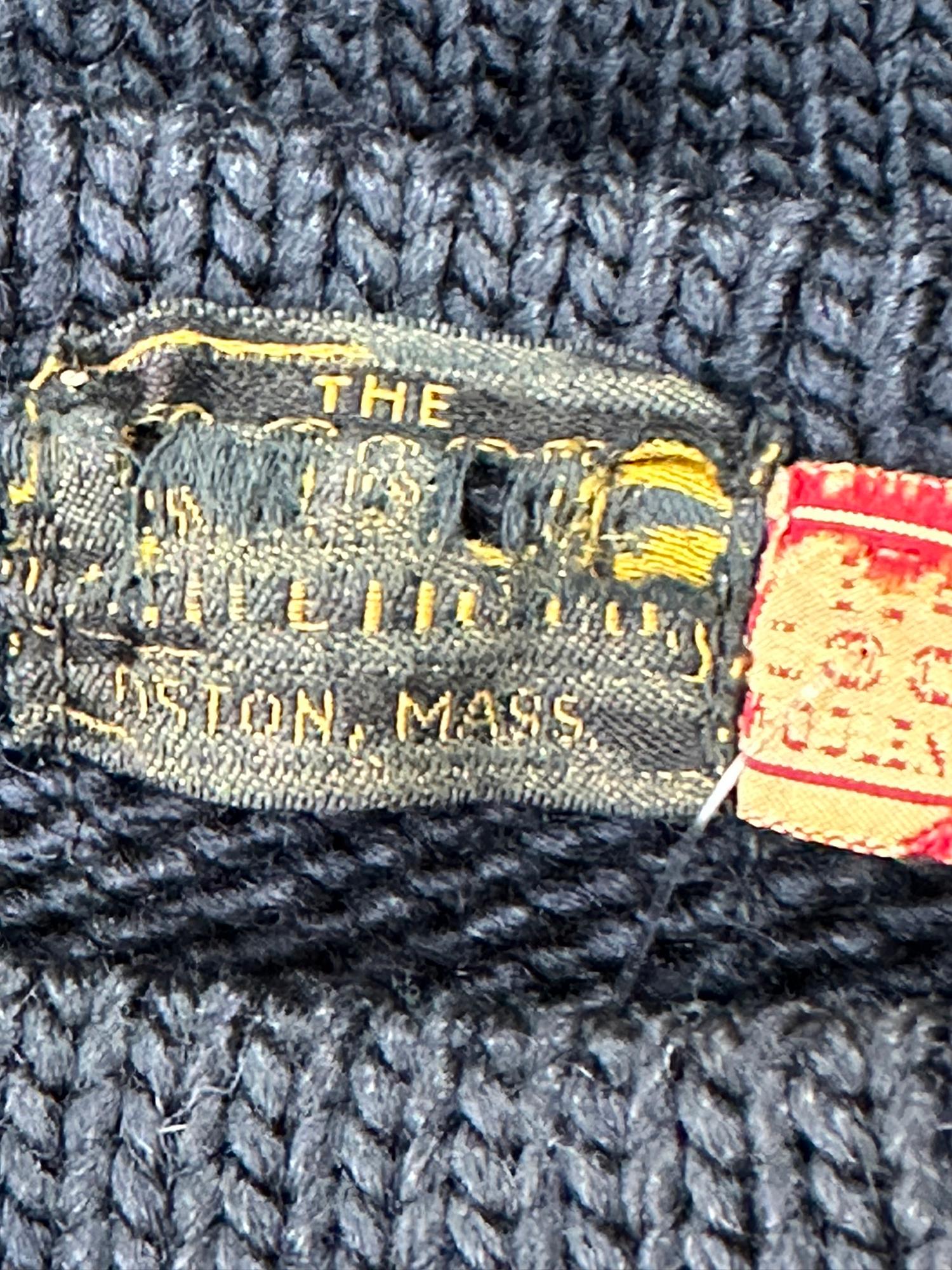 Milton Academy Mass. Early 1900s Varsity Knit School Sweater Blue & Orange For Sale 14