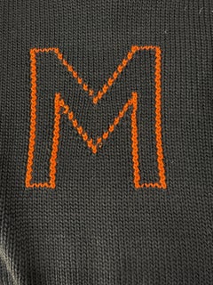 Milton Academy Mass. Early 1900s Varsity Knit School Sweater Blue & Orange
