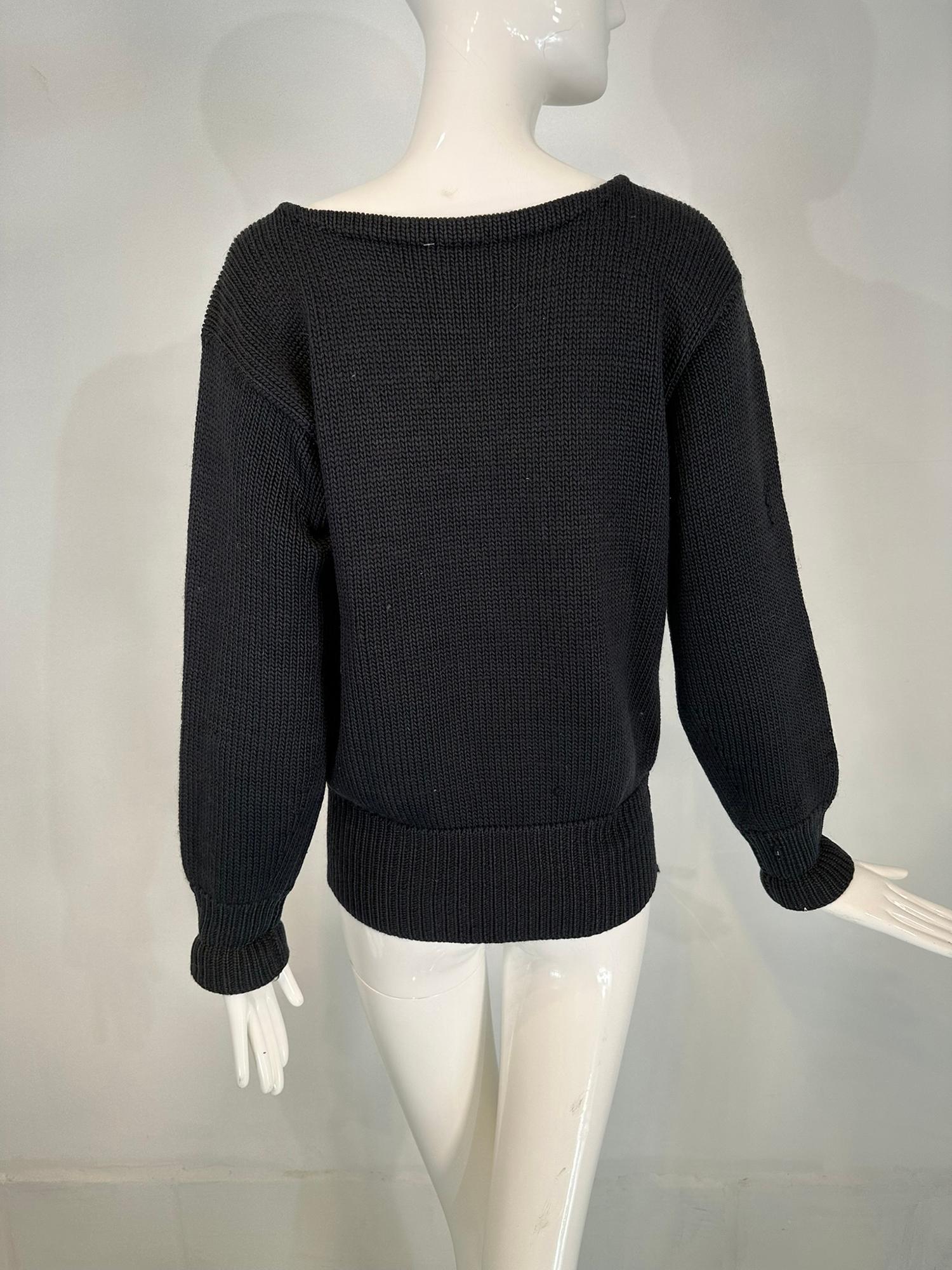 Milton Academy Mass. Early 1900s Varsity Knit School Sweater Blue & Orange For Sale 3