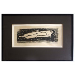 Milton Avery Female Odalisque Signed Modern Woodcut Artist's Proof 1953 Framed
