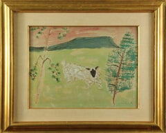 Antique Milton Avery, Unknown (Sheep), Mixed Media, 1953, Signed and Dated