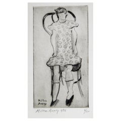 Milton Avery, crayon d'eau-forte original signé, 1936, Little Girl