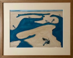 "Grazing Cows" by Milton Avery, Gouache on paper board, 1950