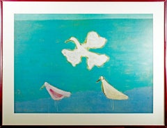 Vintage 'Flight' offset lithograph poster with birds after painting by Milton Avery