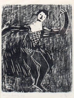 Milton Avery blocco di legno in bianco e nero rara ballerina COA valutazione periodo incorniciato