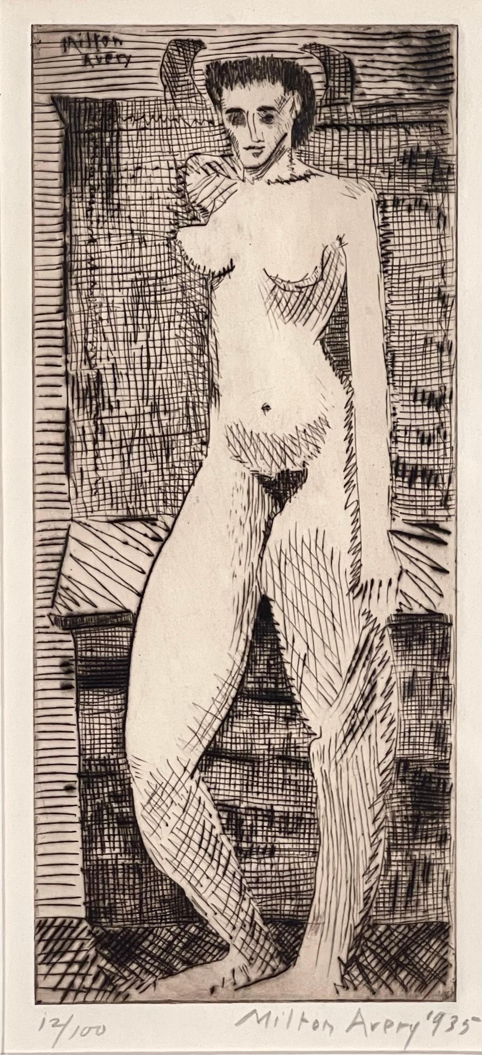 Figurative Print de Milton Avery - JOVENCITA DESNUDA
