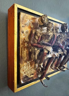 Milton Bloom Scultura da parete brutalista in ottone e rame "Gruppo di famiglia", Rochester NY