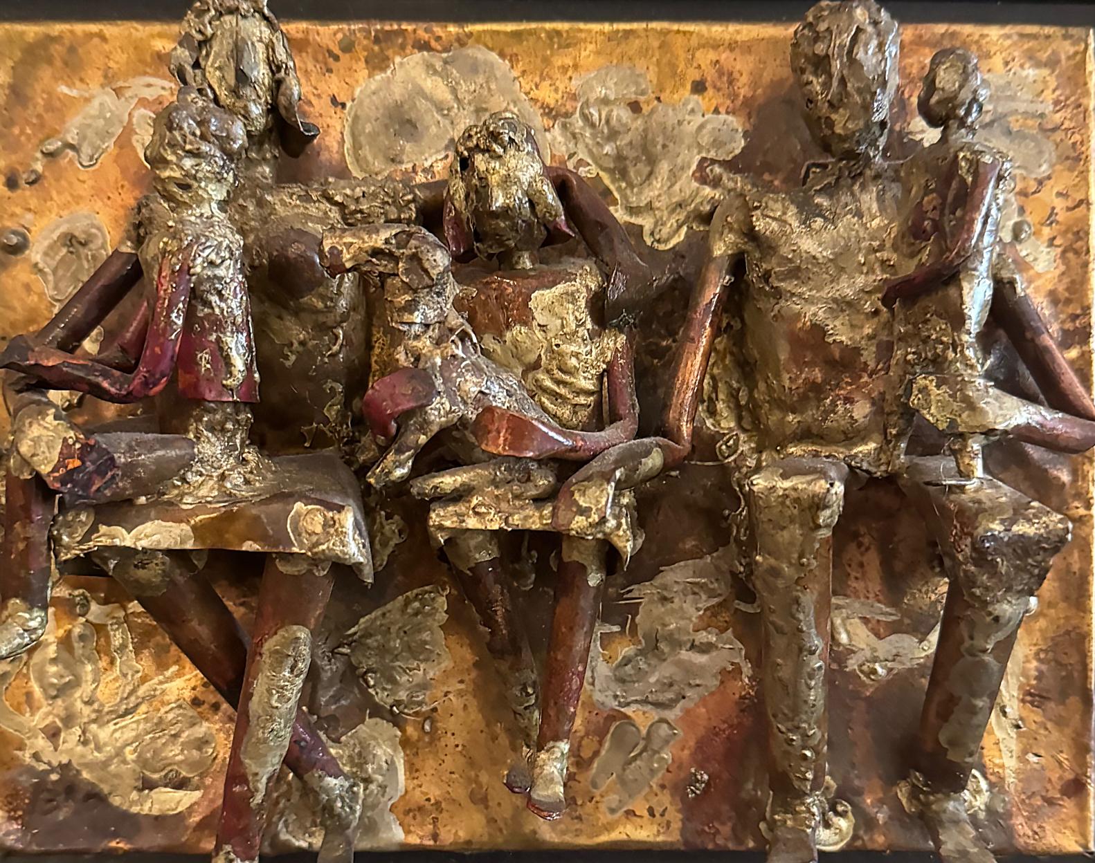 Hand-Crafted Milton Bloom Brutalist Brass, Copper Wall Sculpture 