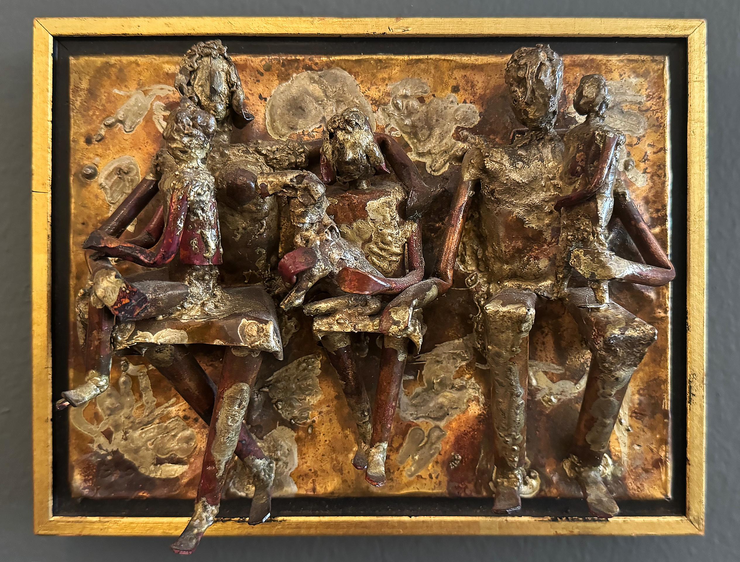 Milton Bloom Brutalist Brass, Copper Wall Sculpture 
