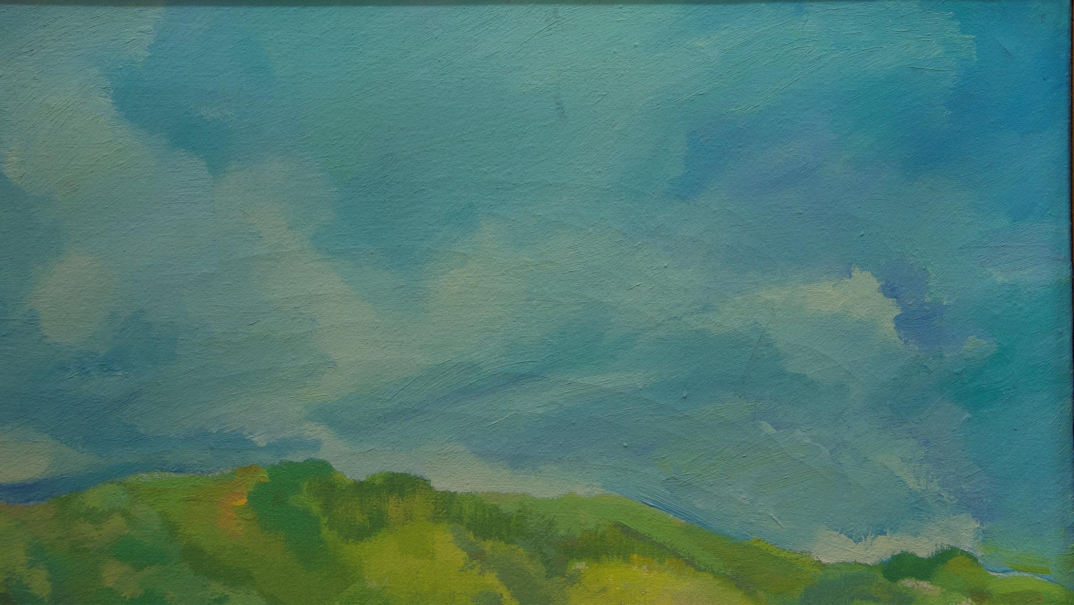 Paysage moderniste lyrique, vert vif et bleu Milton Derr en vente 1