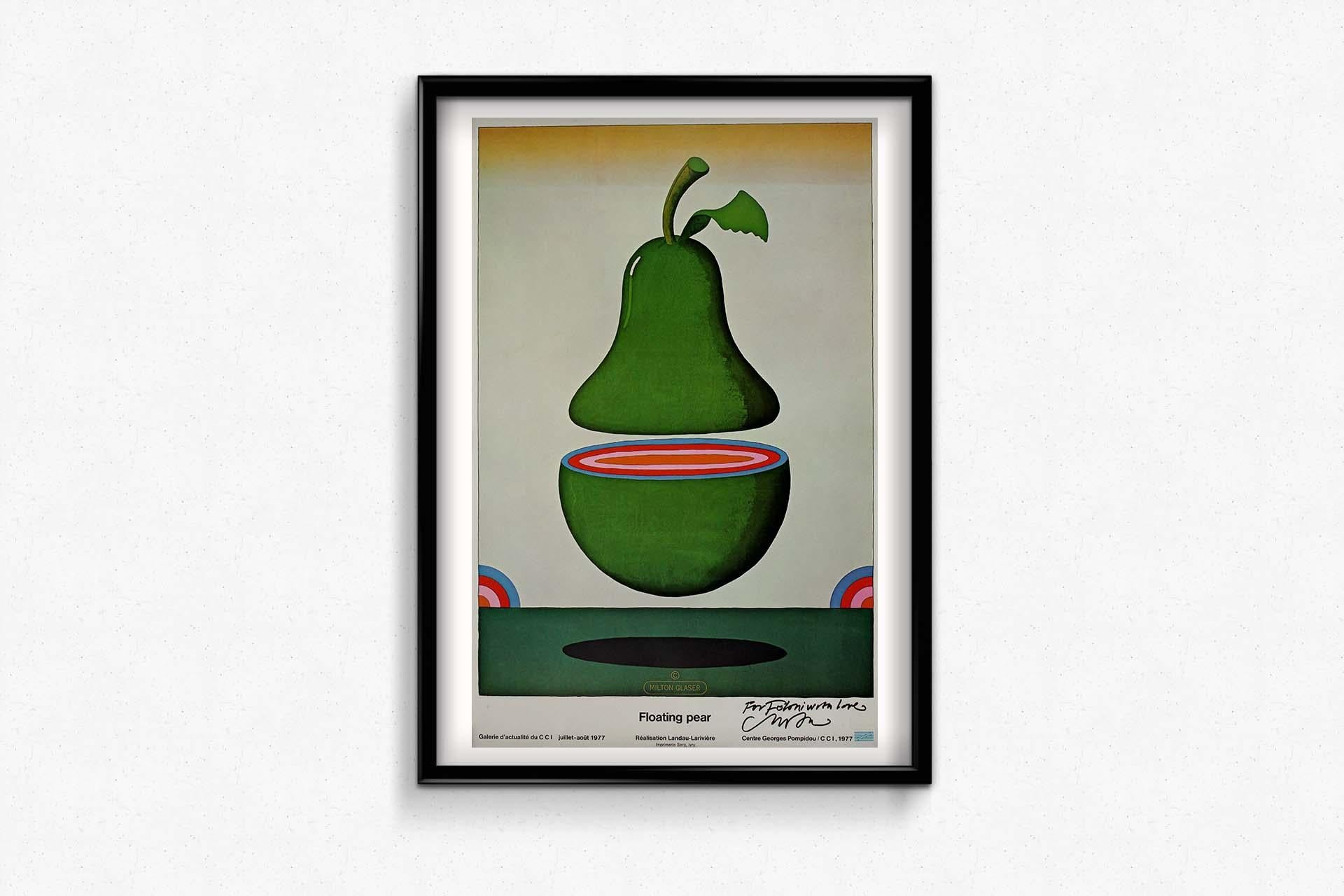 Affiche d'exposition originale de 1977 de Milton Glaser présentant « Floating Pear » en vente 1