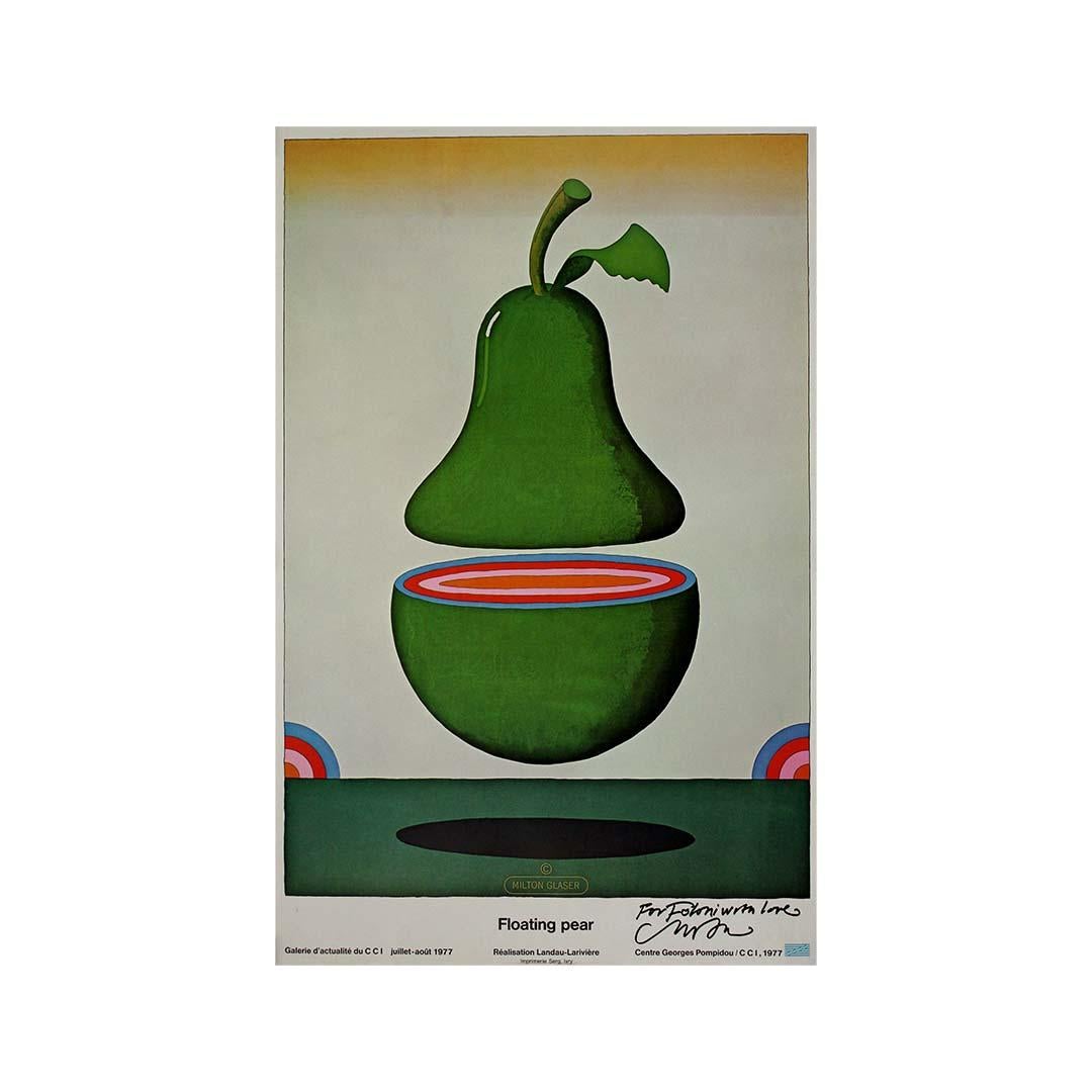 Affiche d'exposition originale de 1977 de Milton Glaser présentant « Floating Pear » en vente 3