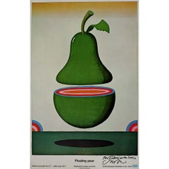 Vintage 1977 original exhibition poster by Milton Glaser presents "Floating Pear"