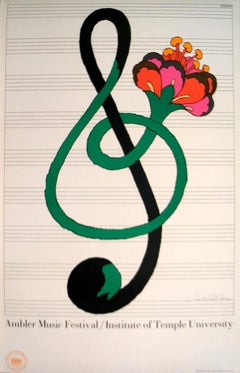 Milton Glaser-Ambler Music Festival-36" x 24"-Lithograph-Pop Art-Green, Red