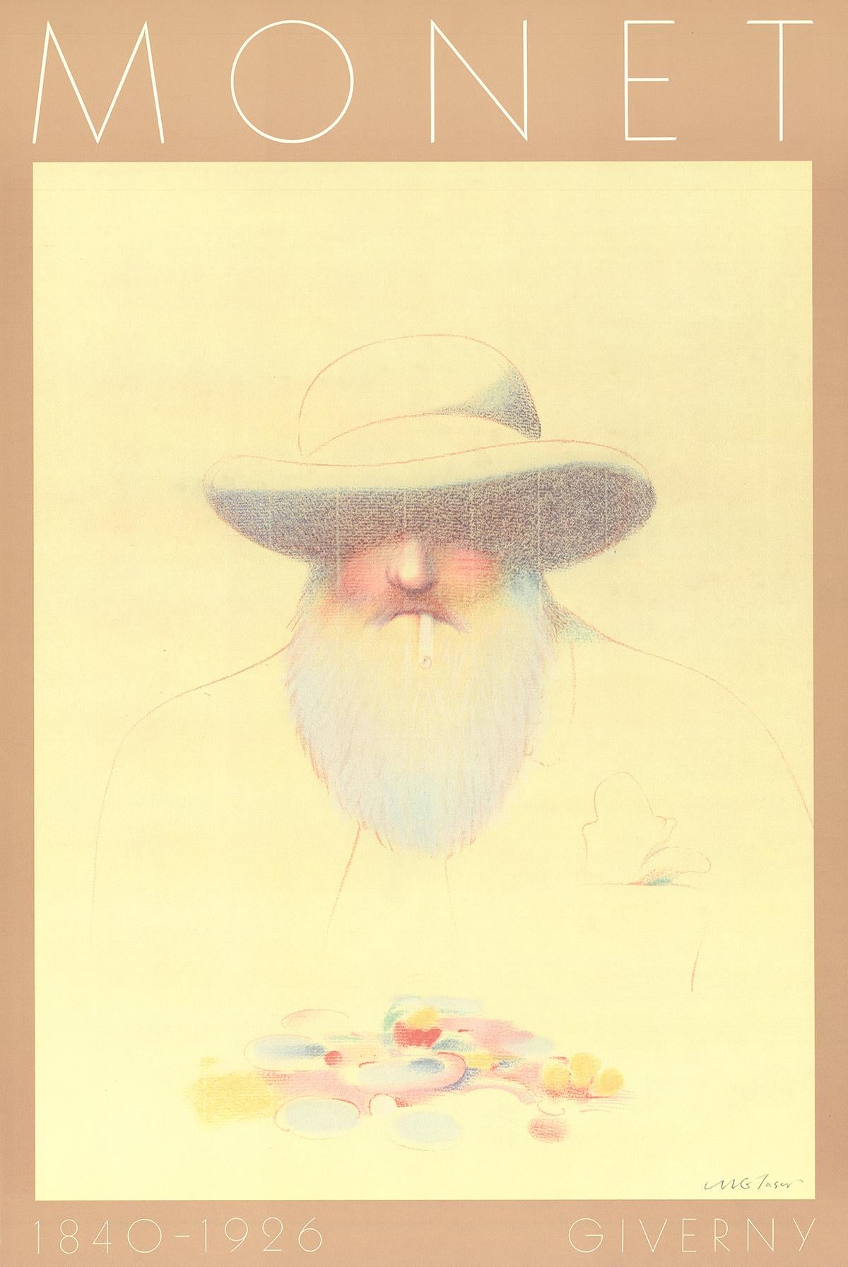 Affiche d'exposition de Milton Glaser, première édition, commémorant Claude Monet à Giverny.
