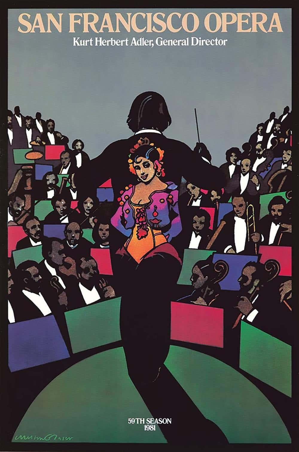 Milton Glaser San Francisco Opera 1981 (Milton Glaser Plakate)  im Angebot 3