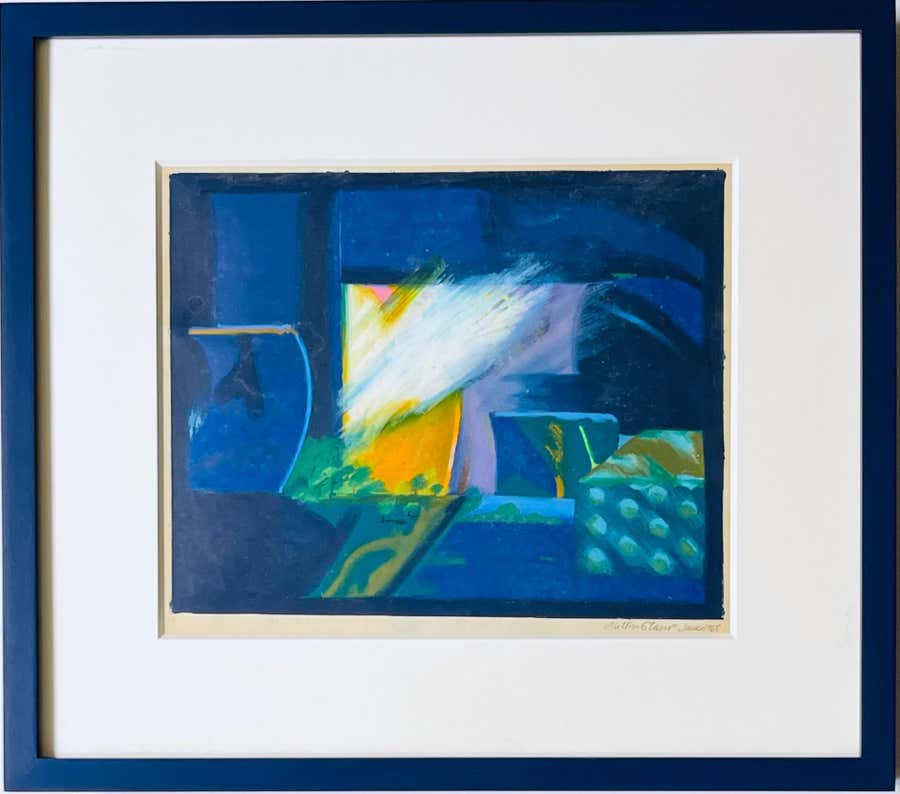Milton Glaser signed abstract mixed media landscape mid century modern (unique)