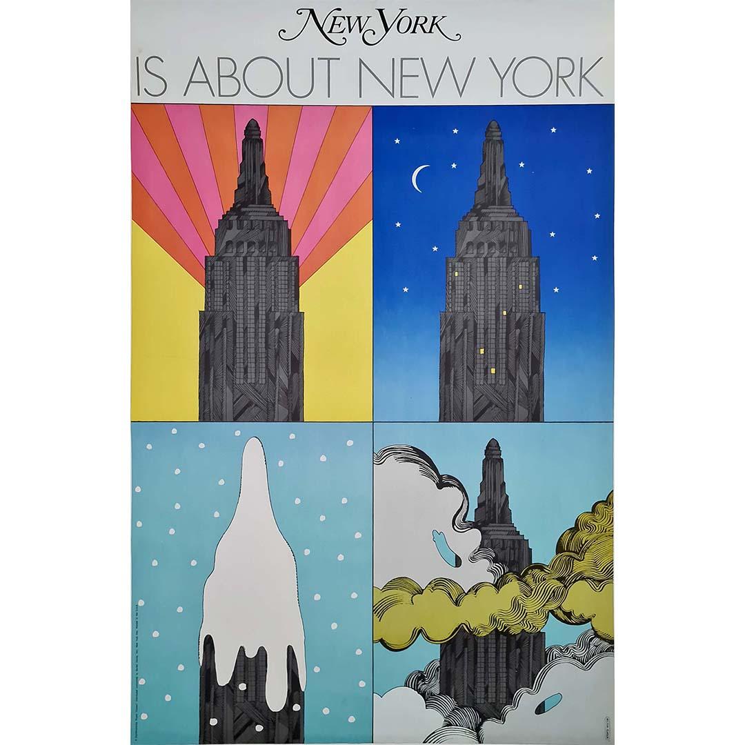 L'affiche originale de Milton Glaser, créée en 1968, a marqué un moment important dans l'histoire du magazine New York. Commandée pour annoncer le numéro inaugural de la nouvelle formule du magazine, l'affiche présente quatre vues distinctes de