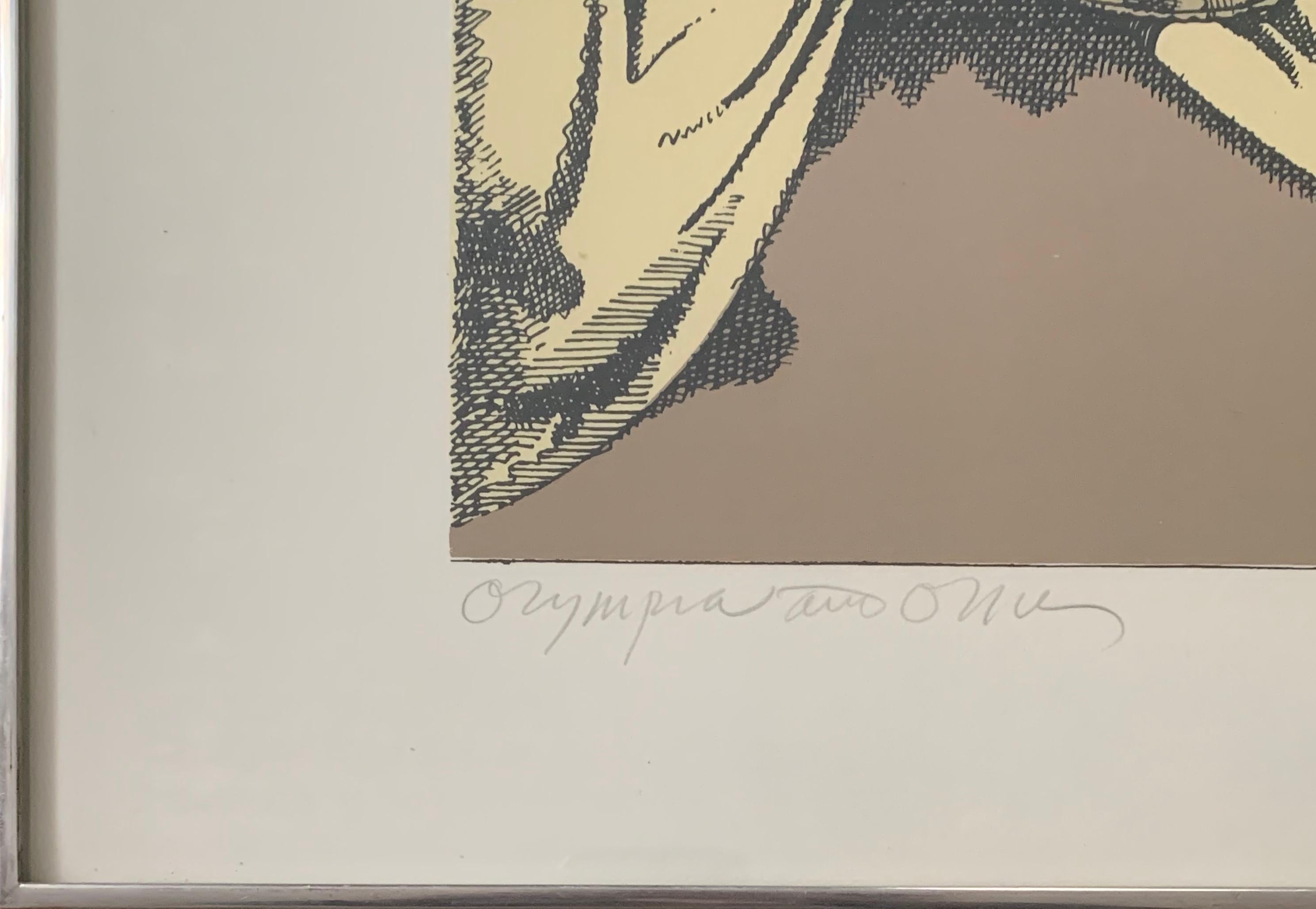 Olympia et Ollie - Beige Figurative Print par Milton Glaser
