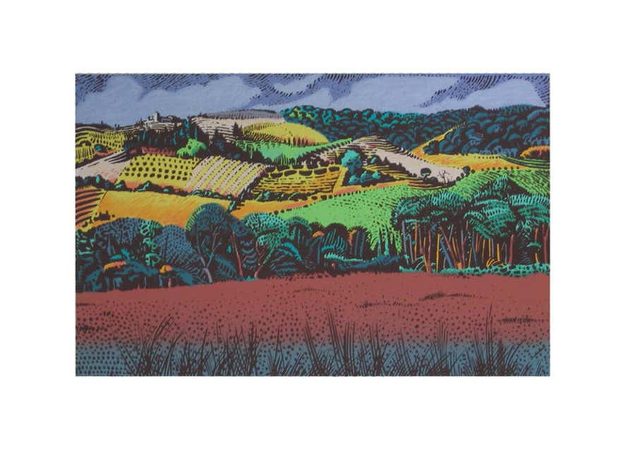 View from Volpaia, Impressionist Landscape Screenprint by Milton Glaser