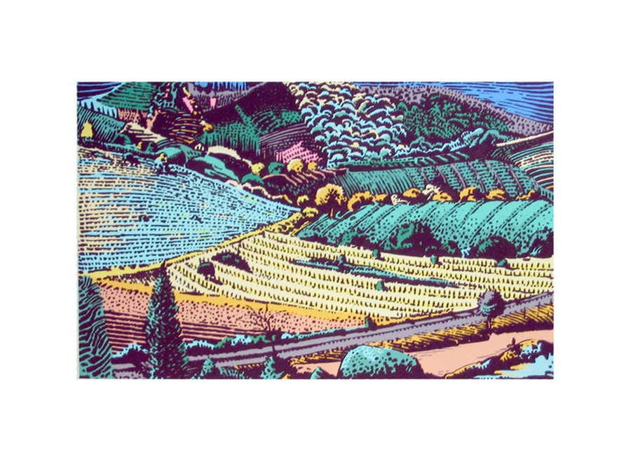 View Near Greve, Impressionist Screenprint by Milton Glaser