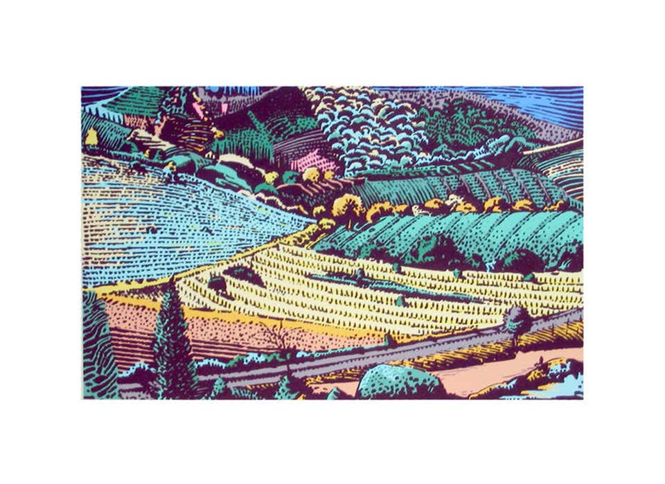View Near Greve, Impressionist Screenprint by Milton Glaser