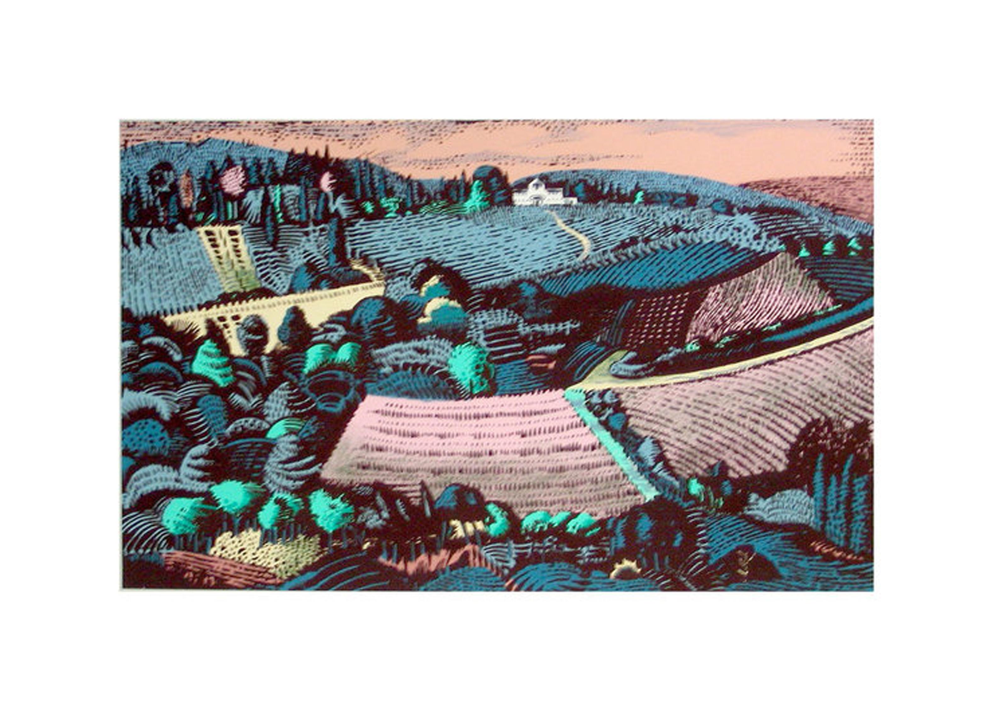 View Near Radda, Landscape Screenprint by Milton Glaser