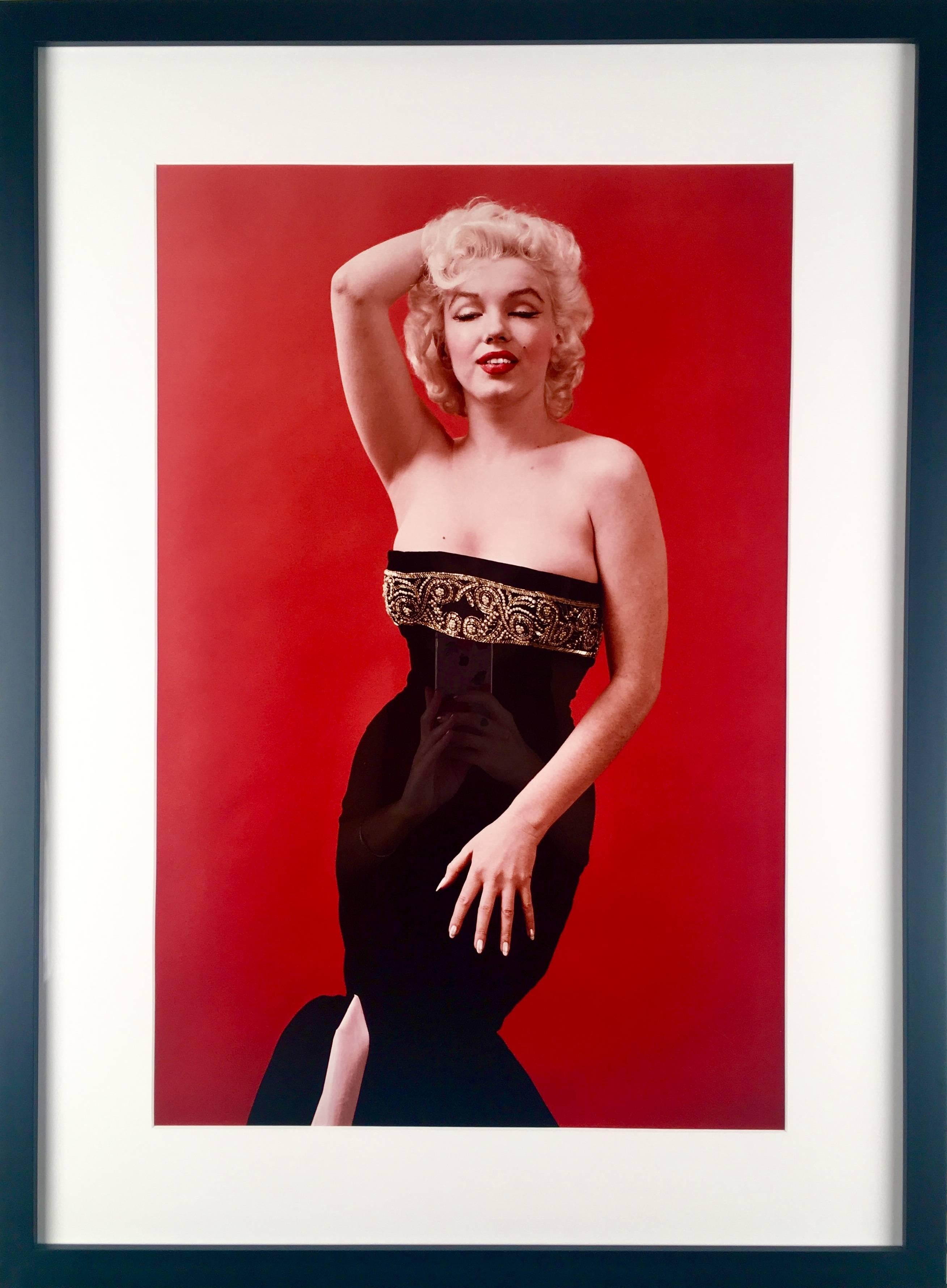This piece is a pigment print from the original negative, shot by Milton Greene in 1955. This photograph of Marilyn Monroe is from a photoshoot which became known as 