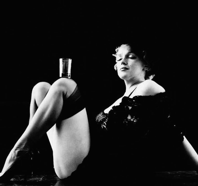 Milton H. Greene Portrait Photograph - Marilyn Monroe, The Black Sitting, February 1956 (HOLLYWOOD, B&W PHOTOGRAPHY)