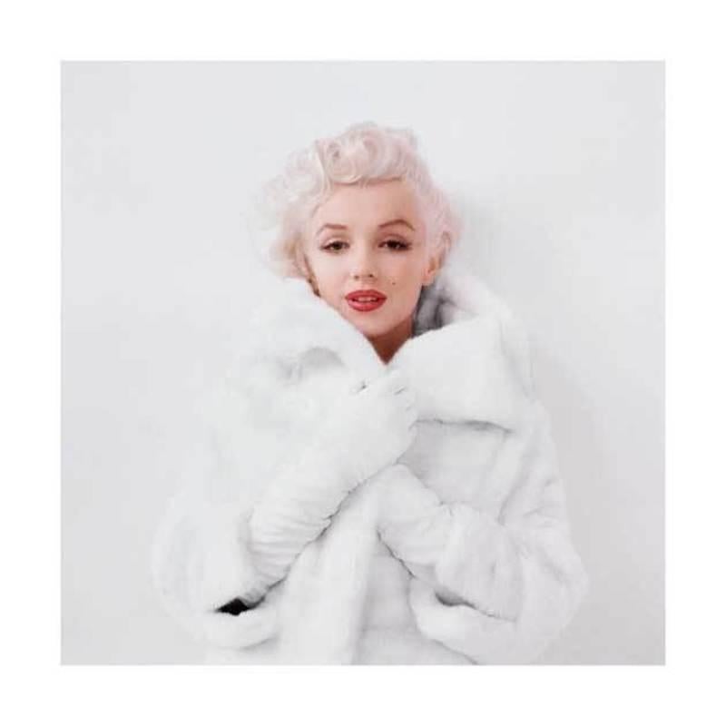 Milton H. Greene Portrait Photograph - Marilyn Monroe, White Fur (1955)  estate black and white photo