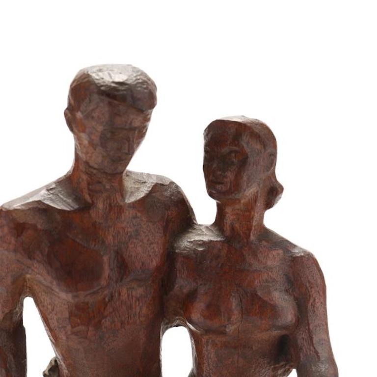 Sculpture de famille sculptée Scène américaine Modernisme milieu du 20e siècle Réalisme WPA - Marron Figurative Sculpture par Milton Hebald