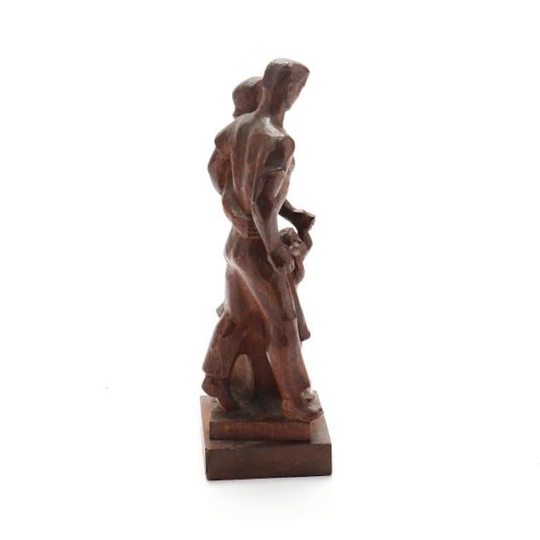 Sculpture de famille sculptée Scène américaine Modernisme milieu du 20e siècle Réalisme WPA en vente 1