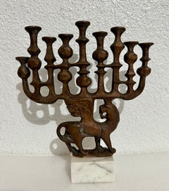 Milton Hebald Mid Century Bronze Menorah Sculpture WPA Artist Modernist Judaica