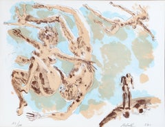 « Floating Nudes », lithographie surréaliste signée par Milton Hebald