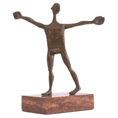 Milton Hebald Signed Abstract Bronze Sculpture of a Nude Figure