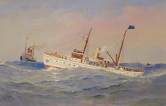 The "New York" 1898, Marine, Seascape, Steamer, Ship at Sea, American, Realism