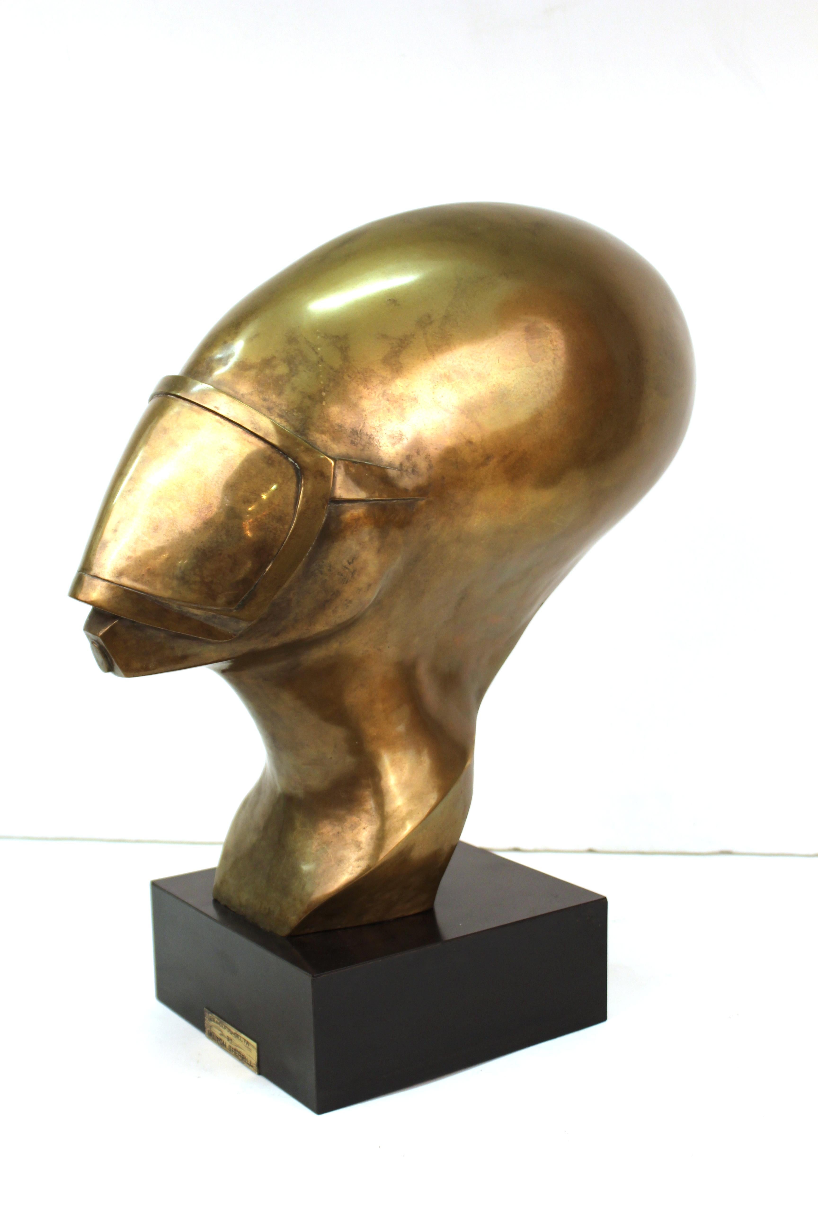 Late 20th Century Milton Sherrill 'Peaceful Delta' Modern Bronze Bust Surrealist Sculpture
