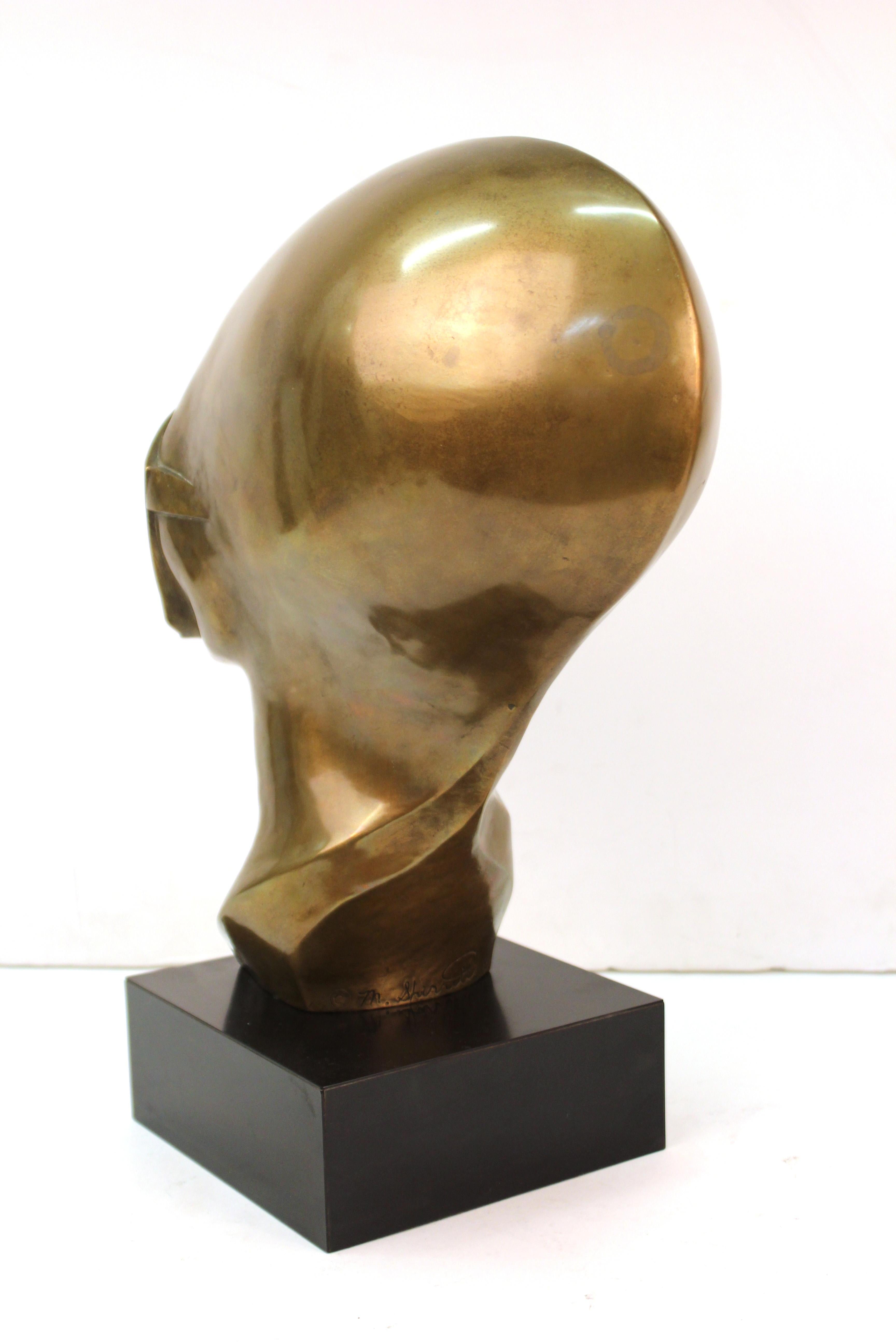Milton Sherrill 'Peaceful Delta' Modern Bronze Bust Surrealist Sculpture 2