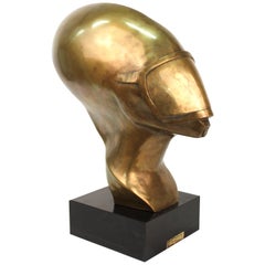 Milton Sherrill 'Peaceful Delta' Modern Bronze Bust Surrealist Sculpture