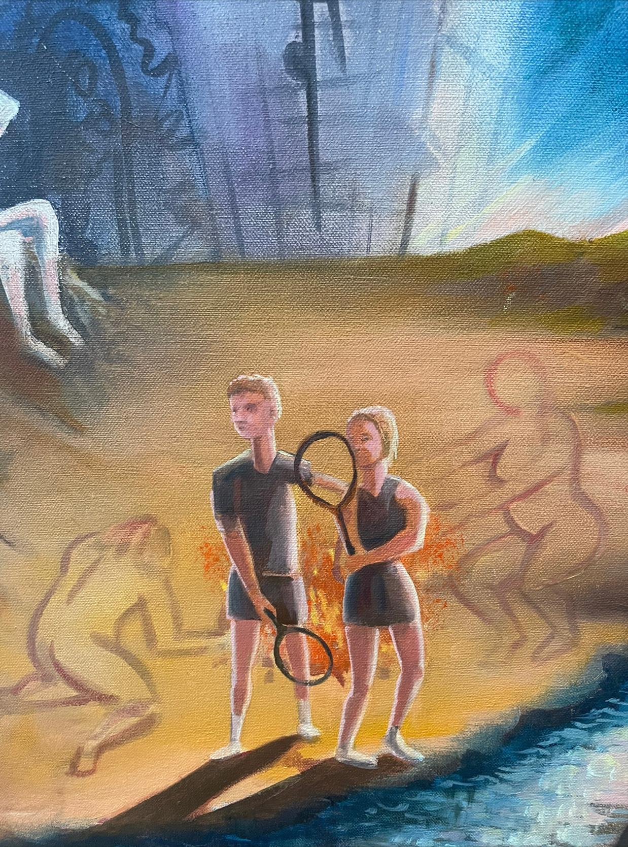 Hand-Crafted “Miltons Adam and Eve” by Austin Artist Robert Wymer, Oil on Canvas For Sale